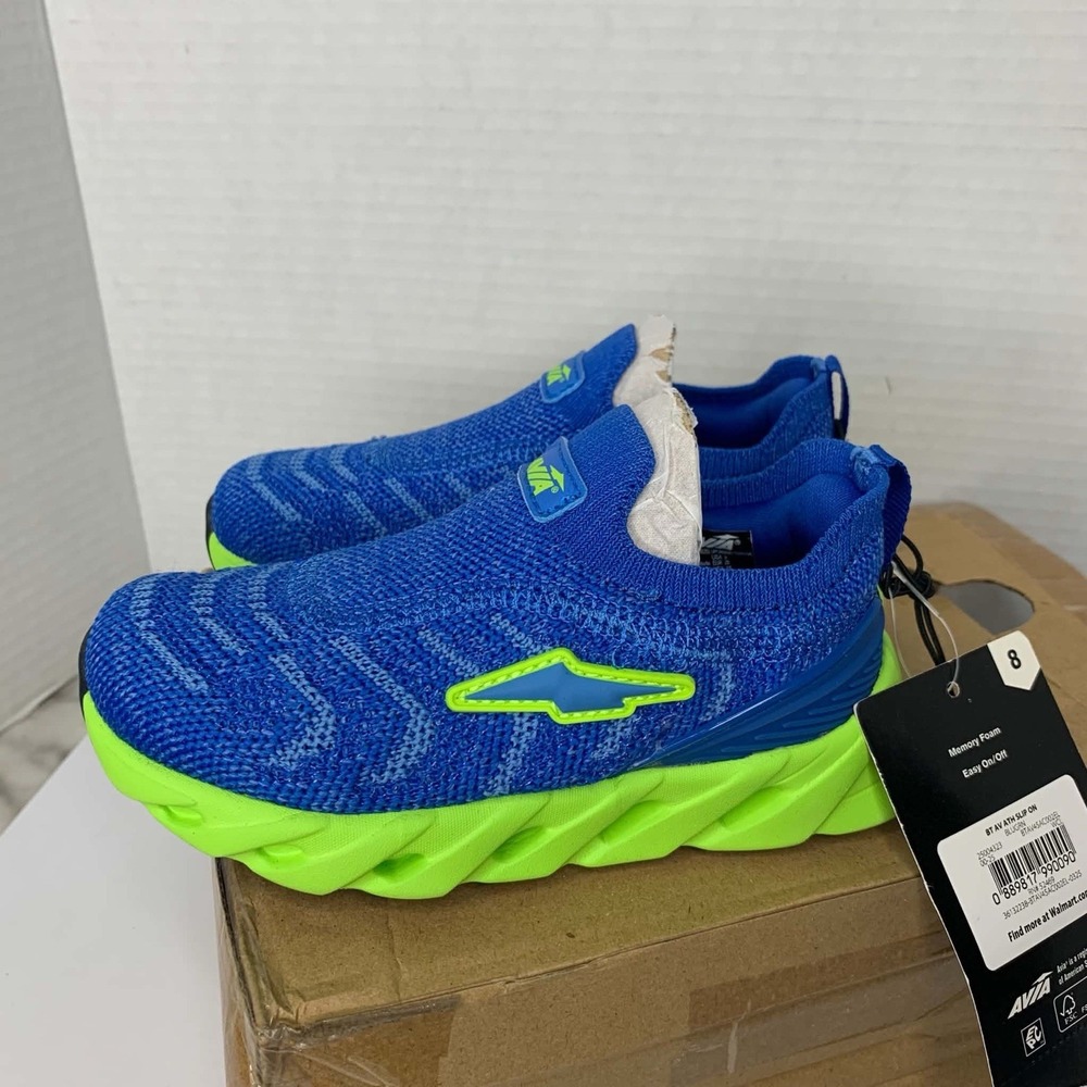 Avia Honeycomb Slip On Knit Sneakers Blue Green Kids Size 8